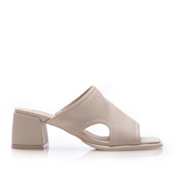Saboți damă din piele naturală - 4035 Crem Box Presat