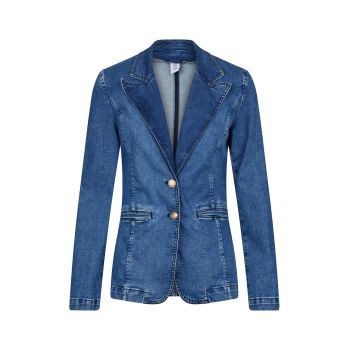 Sacou din denim cu buzunare cu refilet