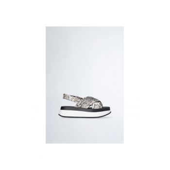 Sandale flatform cu strasuri