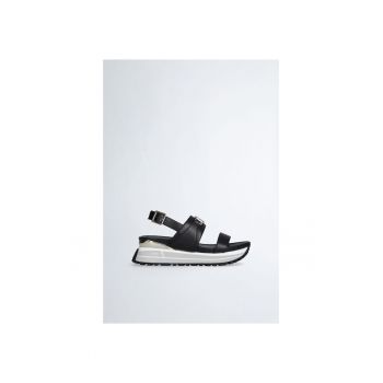 Sandale wedge de piele peliculizata