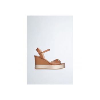 Sandale wedge de piele