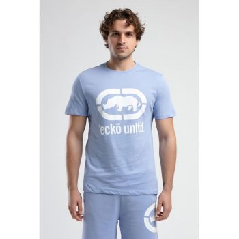 Tricou cu decolteu la baza gatului si imprimeu logo Marc