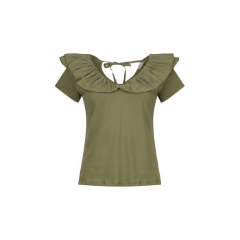 Tricou de bumbac cu aplicatii de volane