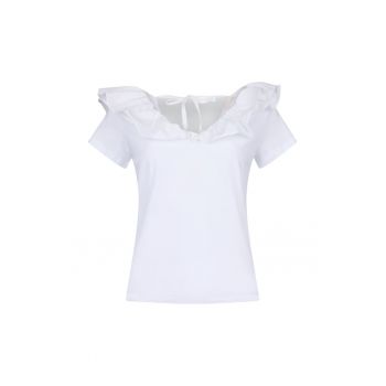 Tricou de bumbac cu aplicatii de volane
