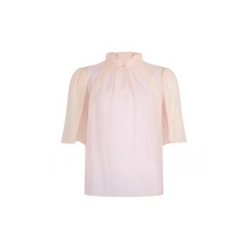 Tricou din amestec de lyocell cu guler inalt