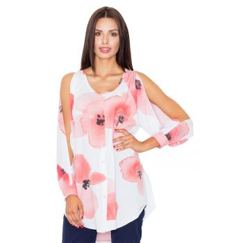 Bluza fara maneci  M496 - multicolor - design floral - poliester/elastan -