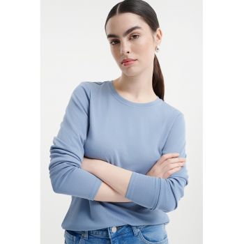 Bluza regular fit cu decolteu la baza gatului