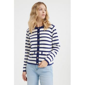 Cardigan cu dungi si nasturi