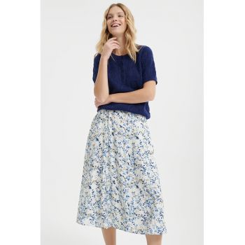 Fusta midi cu model floral