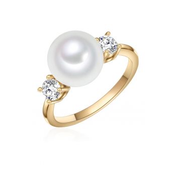 Inel placat cu aur de 14K si decorat cu perle
