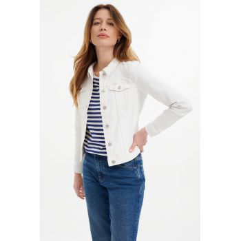 Jacheta de denim cu buzunare pe piept