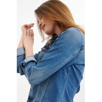 Jacheta de denim cu buzunare pe piept