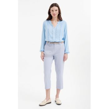 Pantaloni capri cu buzunare oblice