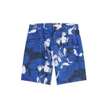 Pantaloni scurti din amestec de in cu model floral