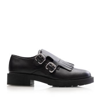 Pantofi casual damă din piele naturală,Leofex - 371 Negru Box