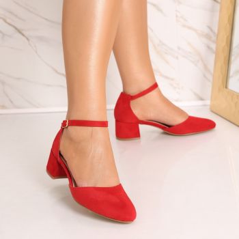 Pantofi dama Rosii din Piele Ecologica Intoarsa Maila
