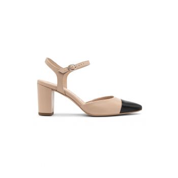 Pantofi din piele cu aplicatie cap-toe