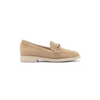 Pantofi loafer din piele intoarsa cu detalii metalice