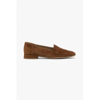 Pantofi loafer din piele intoarsa cu varf patrat