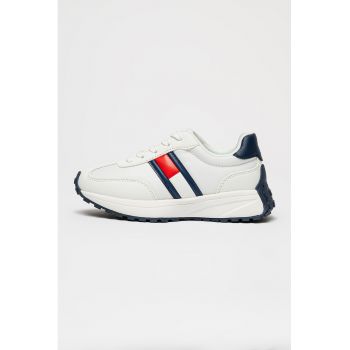 Pantofi sport low-cut cu insertii din piele ecologica