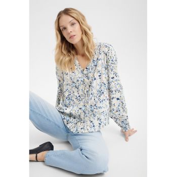 Rochie cu model floral si decolteu in V