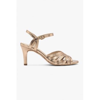 Sandale din piele cu toc clasic