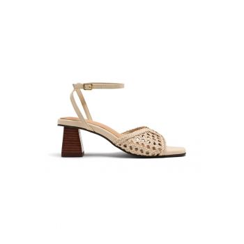 Sandale din piele cu toc masiv Burnside