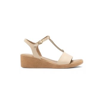 Sandale wedge din piele
