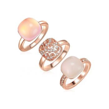 Set de inele placate cu aur de 14K - 3 piese