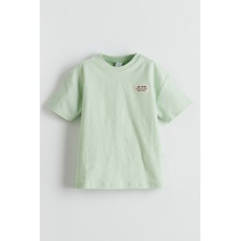Tricou de bumbac cu decolteu la baza gatului