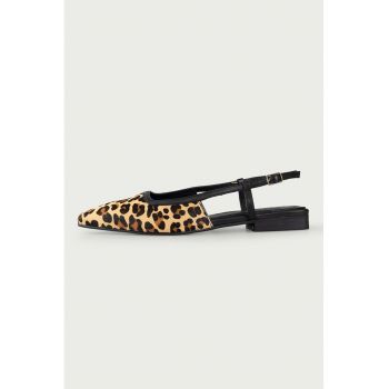 Balerini slingback de piele cu animal print Milena