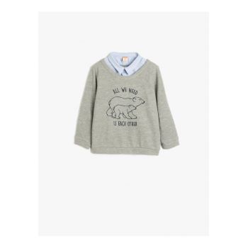 Bluza de trening din amestec de bumbac cu detaliu cu guler