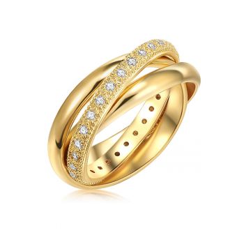 Inel placat cu aur de 14K si decorat cu zirconia