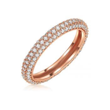 Inel placat cu aur rose de 14K si decorat cu zirconia