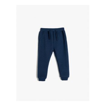 Pantaloni de trening din amestec de bumbac cu snururi de ajustare