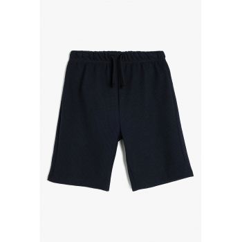 Pantaloni scurti din amestec de bumbac cu model uni