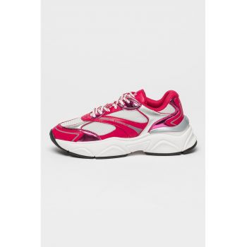 Pantofi sport de piele cu garnituri din material textil