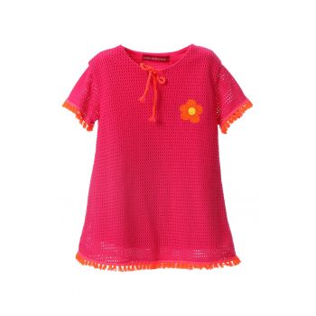 Rochie de bumbac cu aspect crosetat