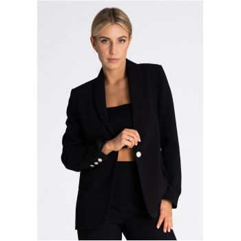 Sacou dama  M954 - elegant - cu nasturi - poliester/viscoza - negru -