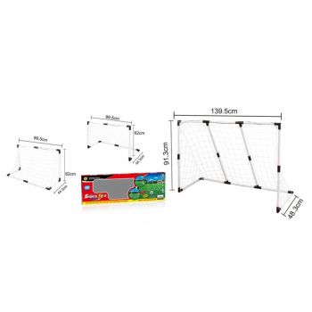 Set 2 porti de fotbal Doris transformabile 2in1 cu mingie si pompa incluse,Dimensiune 139.50x91.3x48.3cm