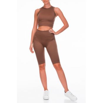 Set de colanti scurti si top crop pentru fitness