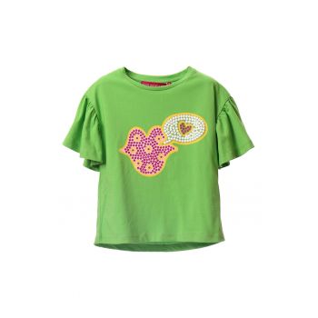 Tricou de bumbac cu maneci butterly
