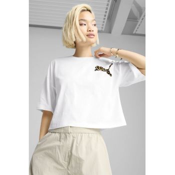 Tricou supradimensionat cu croiala crop Leo Luxe
