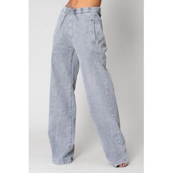 Blugi lungi din denim cu elastic Light Grey 15263