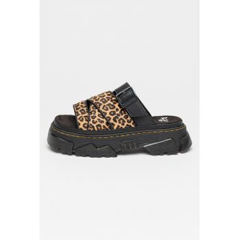 Papuci din piele cu animal print