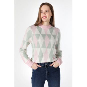 Pulover cu imprimeu geometric