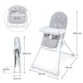 Scaun de masa pentru copii Kinderkraft Binci Light Grey