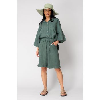 Set Camasa si pantalon scurt 3/4 din 100% Dark Olive 16486