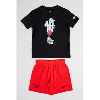 Set de tricou cu imprimeu si pantaloni scurti - 2 Piese