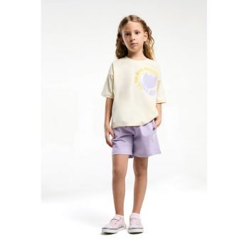 Set de tricou lejer cu design floral si pantaloni scurti - 2 Piese